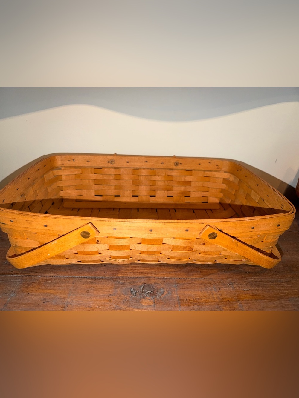 1996 Vintage Longaberger Large Rectangle Basket Double Handle USA